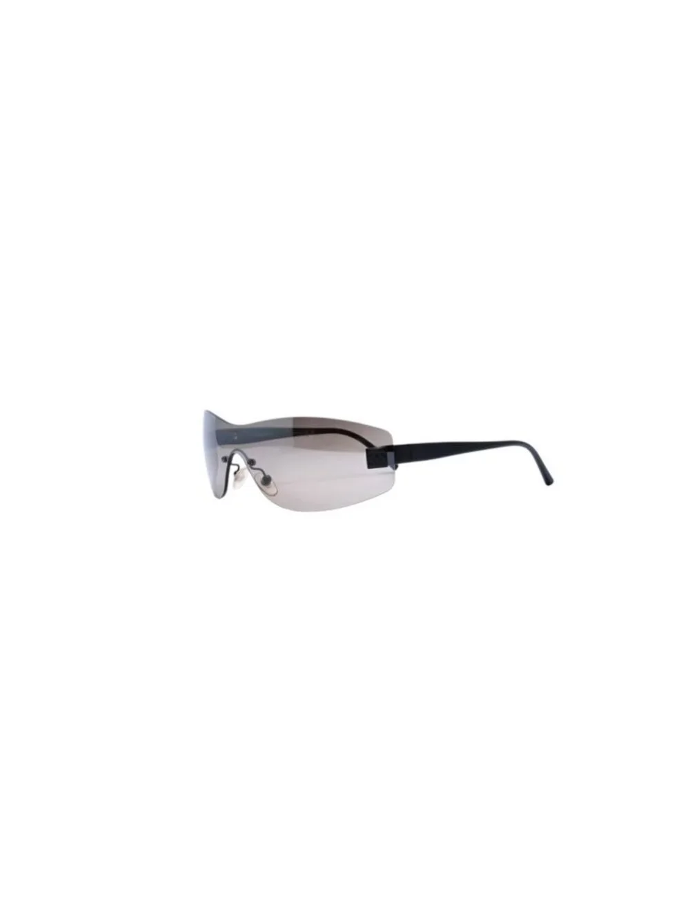 Chanel Rimless Shield Sunglasses Eyewear 120 CC Logo Black Brown